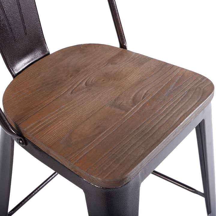 Set of 4 Industrial Metal Counter Stool Dining Chairs with Removable Backrests-Cooper