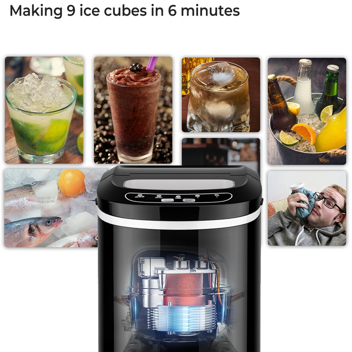 Mini Portable Compact Electric Ice Maker Machine-Black