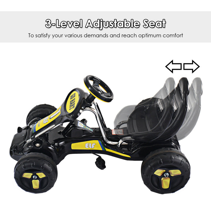 Go Kart Kids Ride On Car Pedal Powered Car 4 Wheel Racer Toy Stealth Outdoor-Black