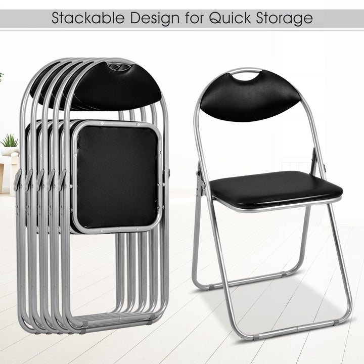 6 Pieces U-Shape Folding Chairs with Hollow Handle