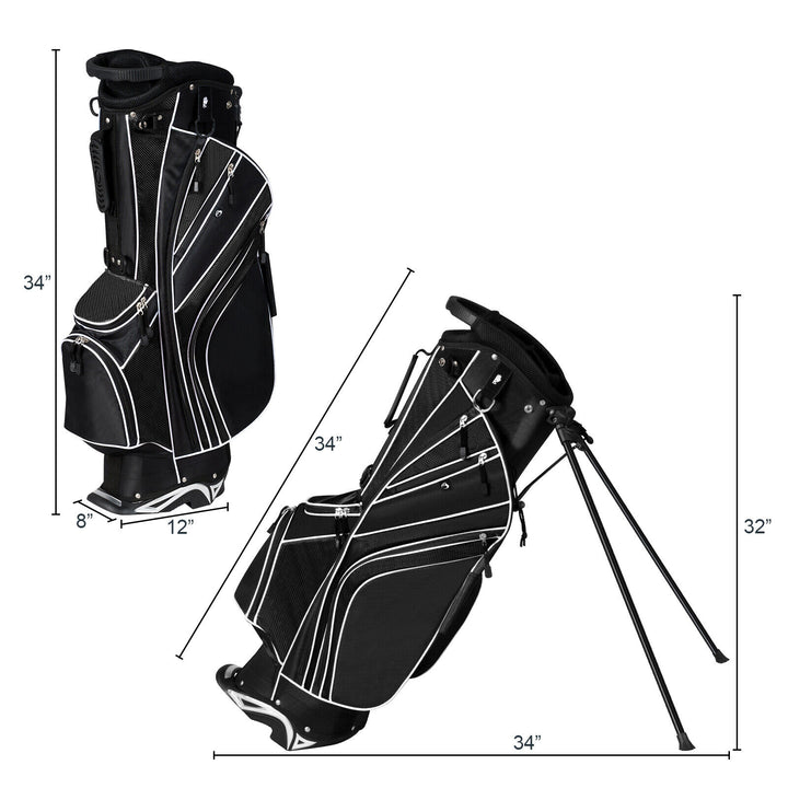 Golf Stand Cart Bag with 6 Way Divider Carry Pockets